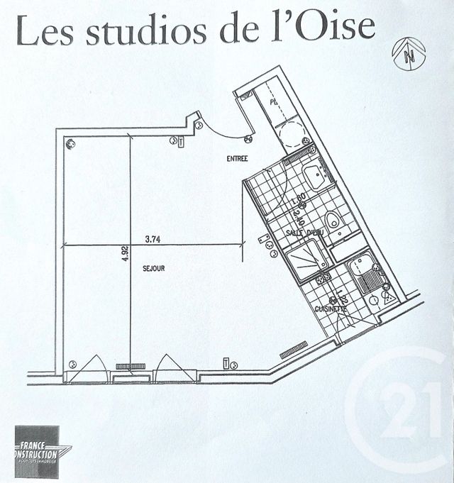 Appartement F1 à vendre - 1 pièce - 29,95 m2 - Pontoise - 95 - ILE-DE-FRANCE