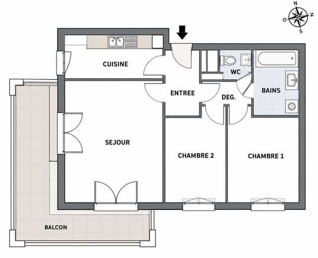 Appartement F3 &agrave; vendre - 3 pi&egrave;ces - 61,39 m2 - Pontoise - 95 - ILE-DE-FRANCE